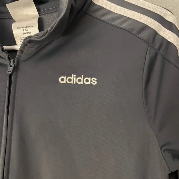 Adidas Boys size 14/16 Gray Track Jacket - Picture 2 of 5